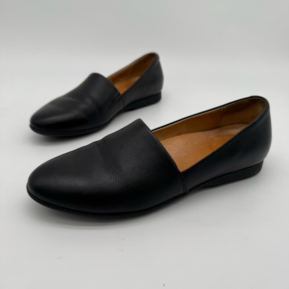 Dansko Black Leather Slip-On Flats
